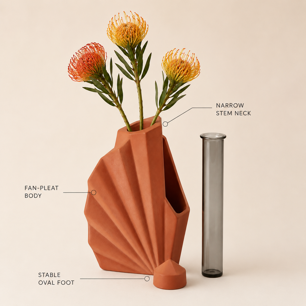 FanFold Ceramic Vase